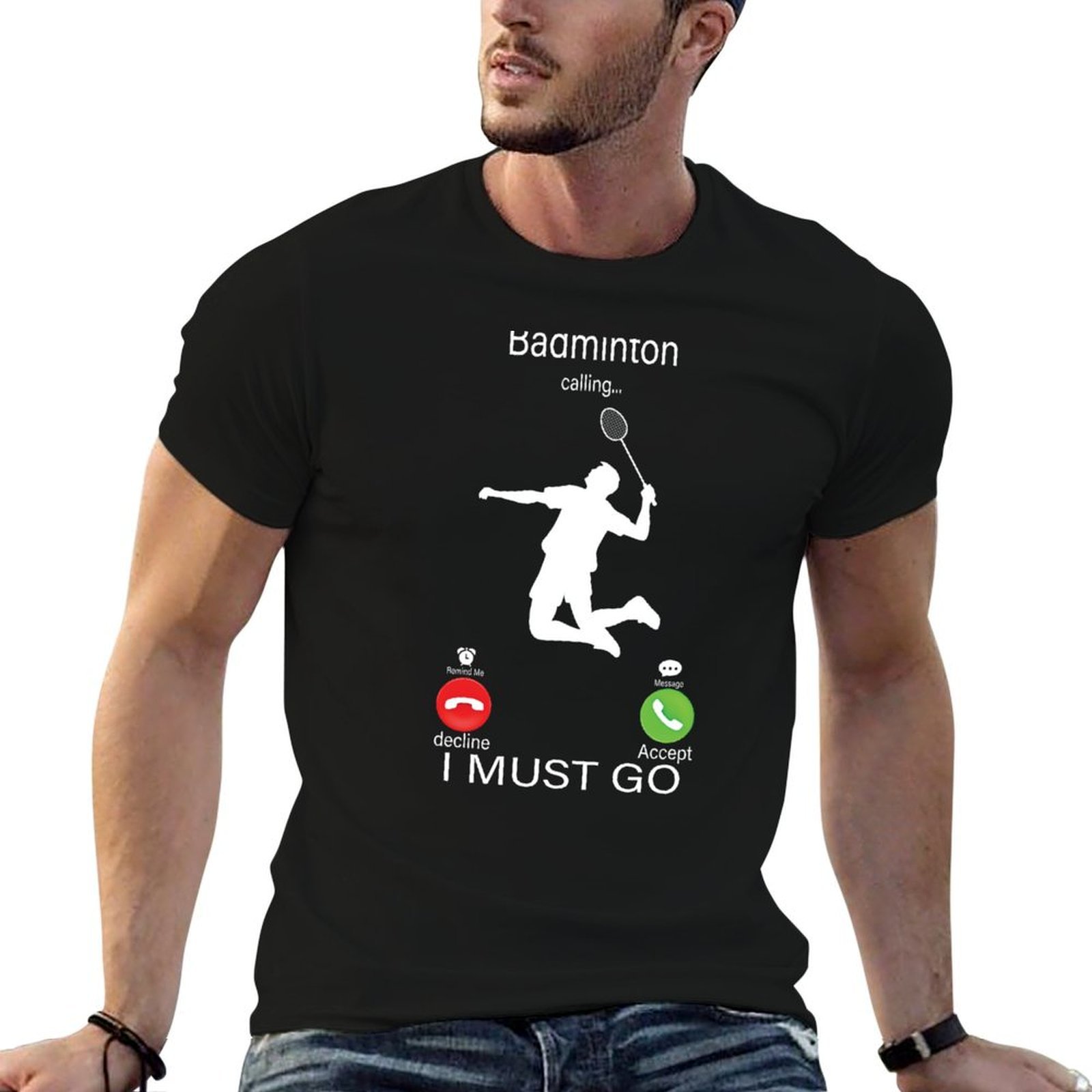 Badminton Is Calling - Camiseta masculina de algodão com estampa
