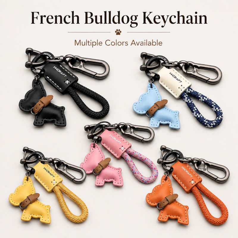 String Tension Clip - Chaveiro de Bulldog Francês em Couro