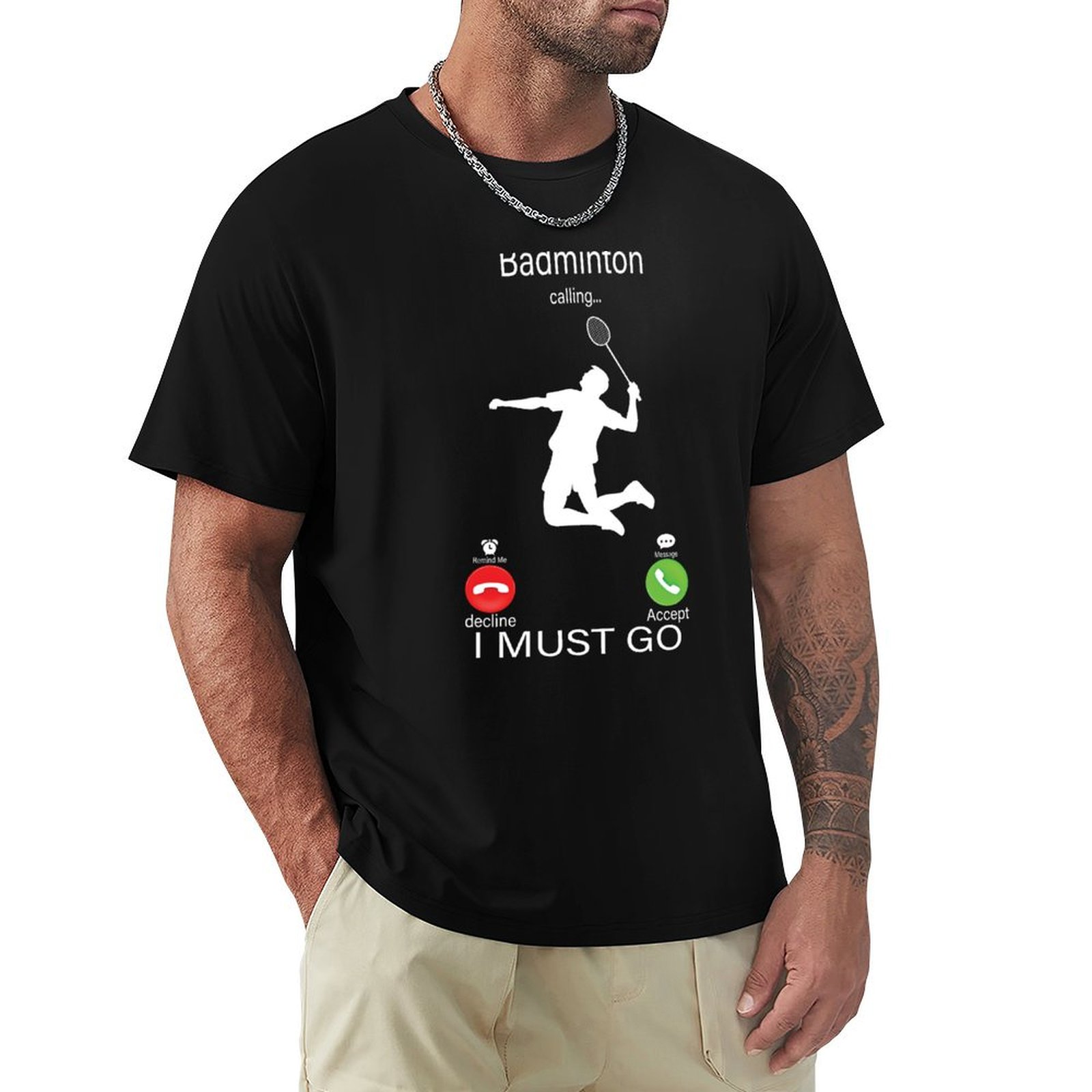 Badminton Is Calling - Camiseta masculina casual solta de manga