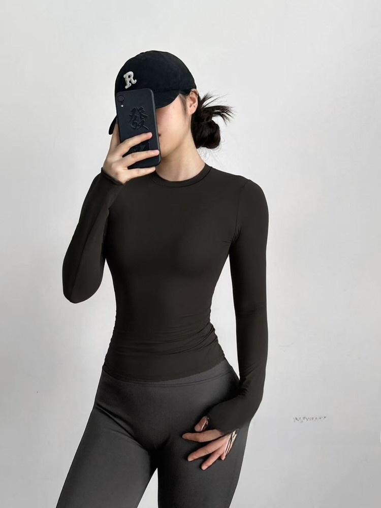 T Shirt Dry Fit - Camiseta de Yoga de Manga Longa
