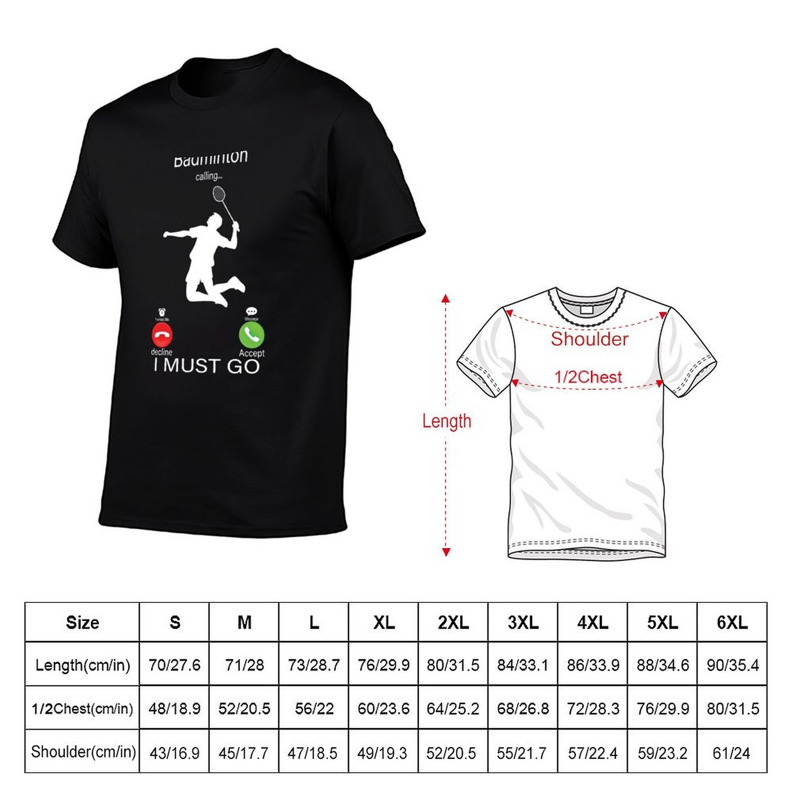 Camiseta masculina de algodão  - Badminton Is Calling avaliação e preço