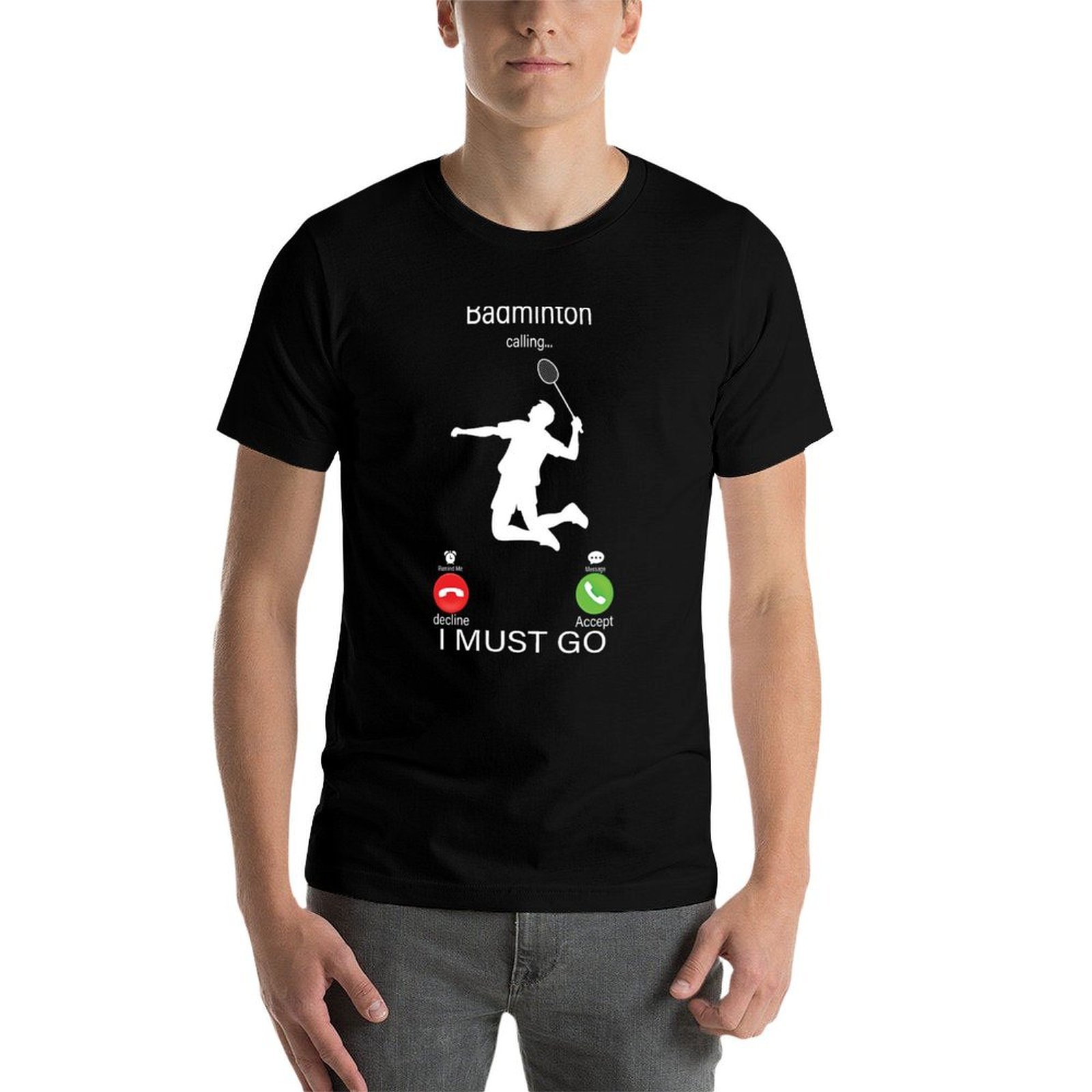 Camiseta masculina de algodão  - Badminton Is Calling avaliação e preço